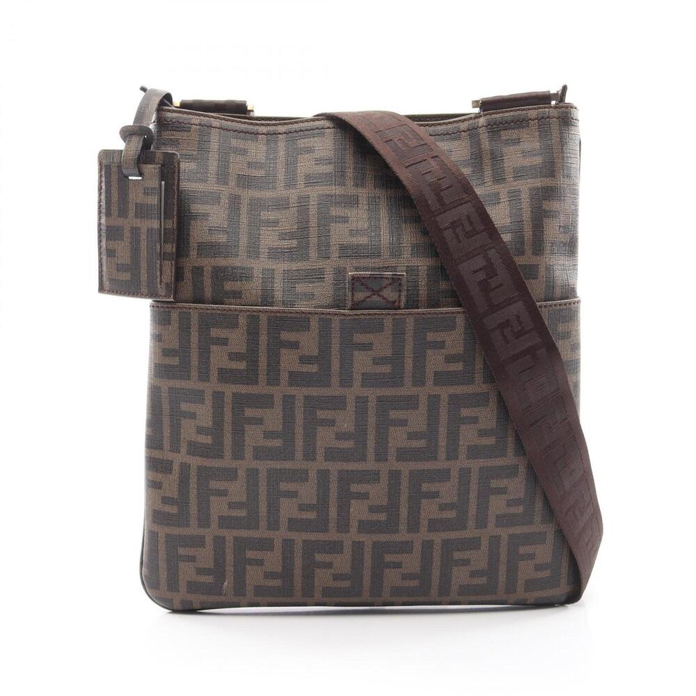 Fendi Zucca Shoulder Bag/Handbag, Coated Canvas, Women's, Brown/Black, 7VA207